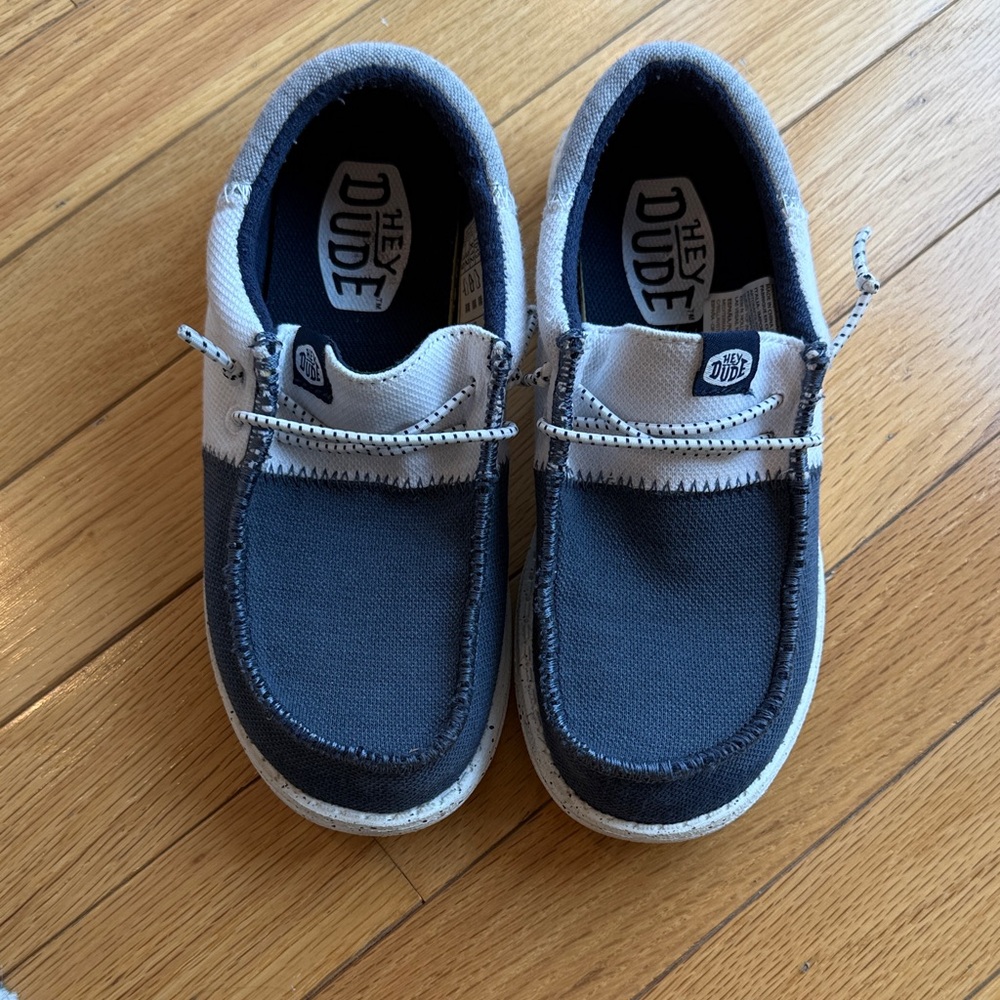 Hey Dude Kids Gray, Cream and Blue Moccasins